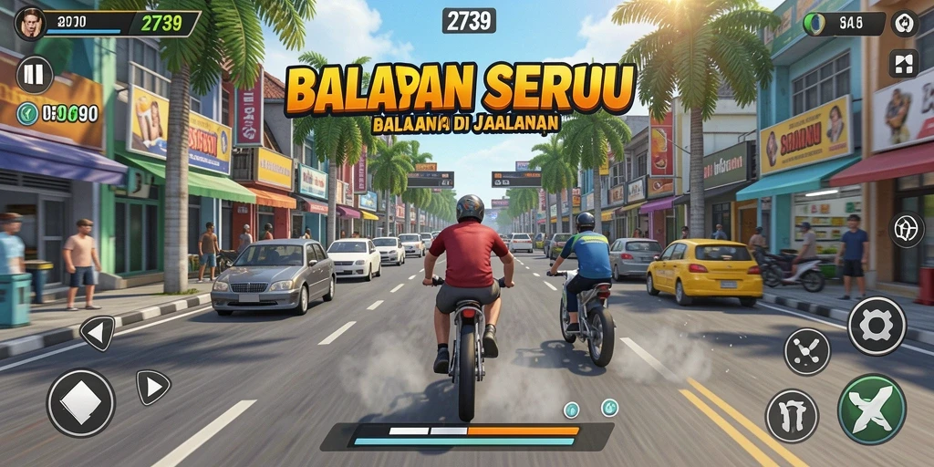 Screenshot gameplay balapan menegangkan di 2739.