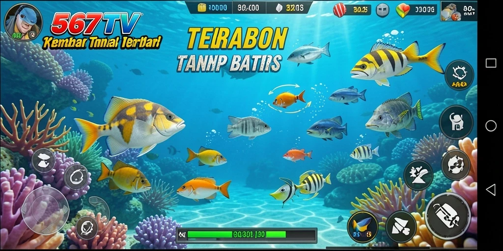 Tampilan gameplay menegangkan dalam 567TV saat membidik ikan.
