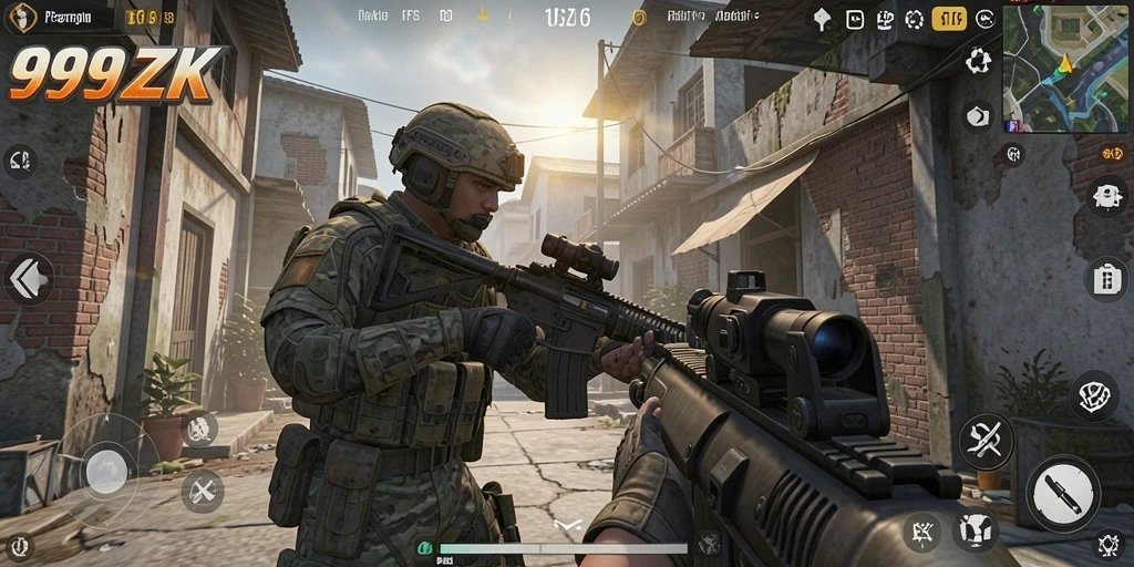 Screenshot gameplay 999ZK menampilkan pertempuran seru di medan perang.