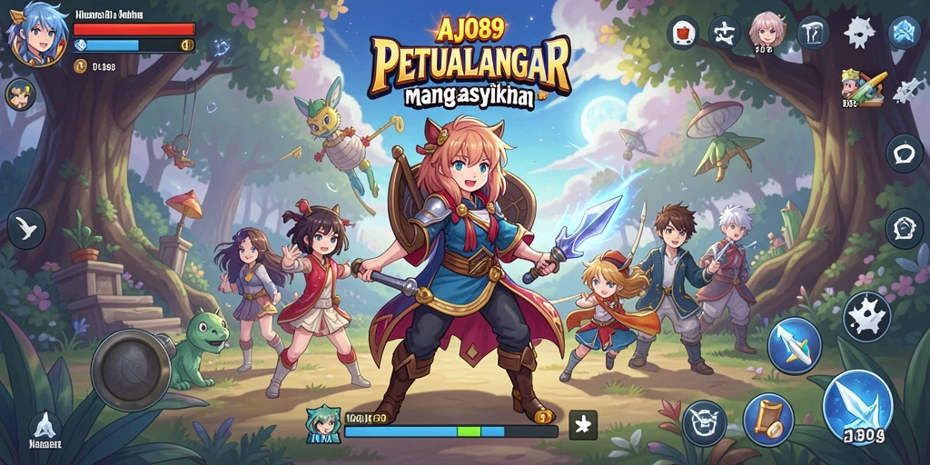 Tampilan gameplay AJO89 menampilkan pertarungan karakter dan petualangan anime yang mengasyikkan.