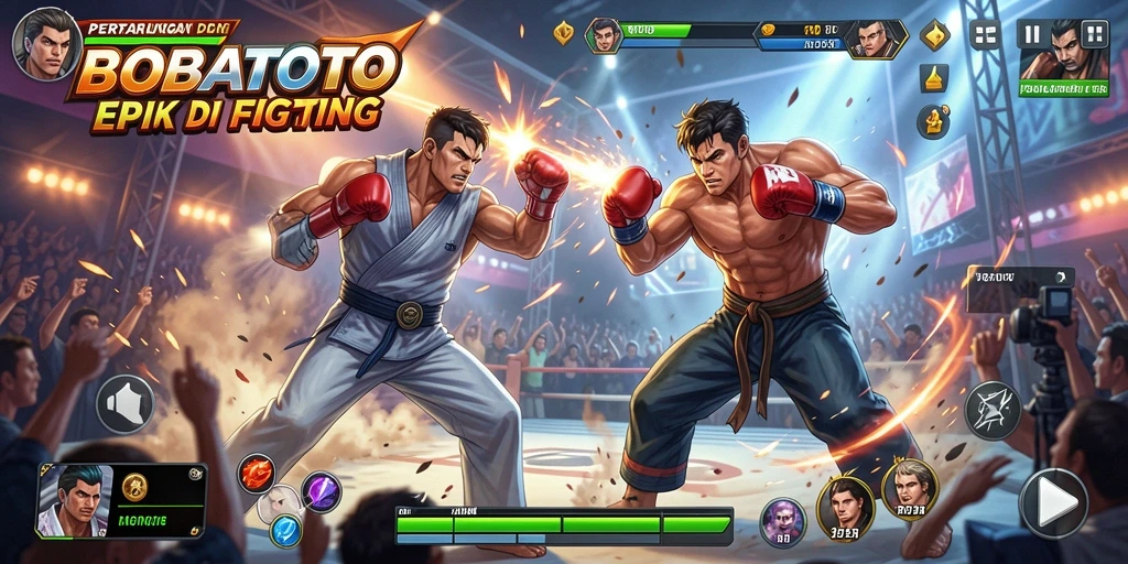 Tampilan seru gameplay BOBATOTO saat pertarungan berlangsung.