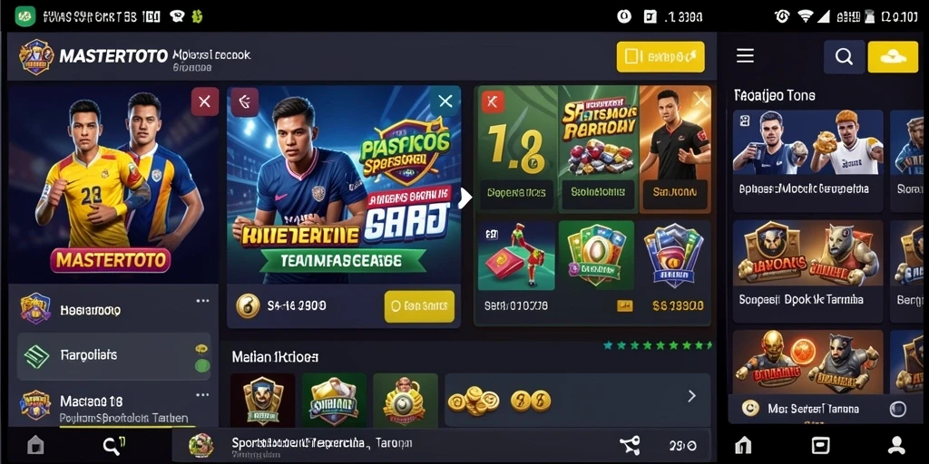 Screenshot utama MASTERTOTO menampilkan tampilan taruhan olahraga yang dinamis.