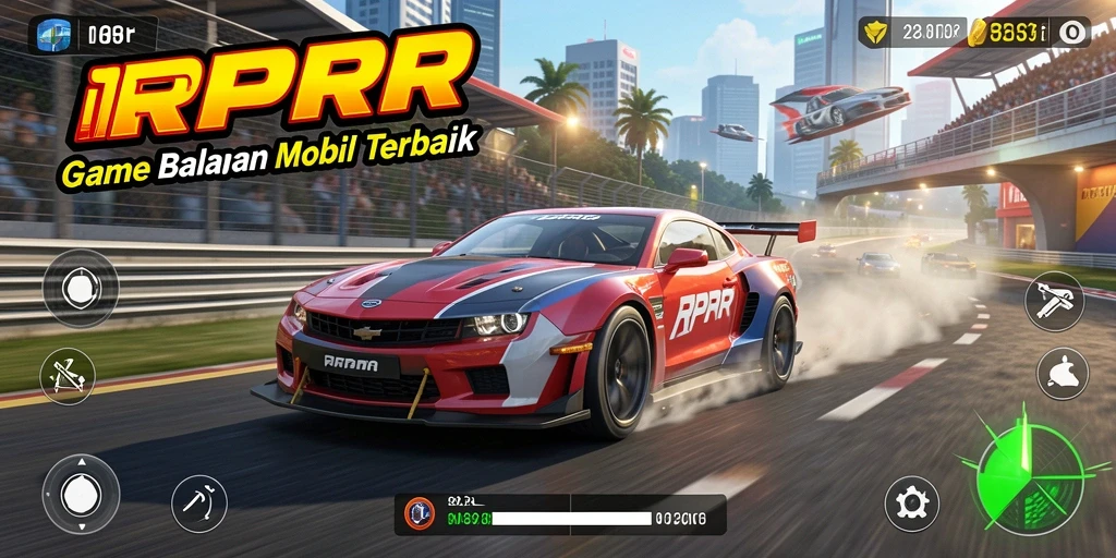 Gameplay seru dan menegangkan di RPRR saat mobil beradu cepat.