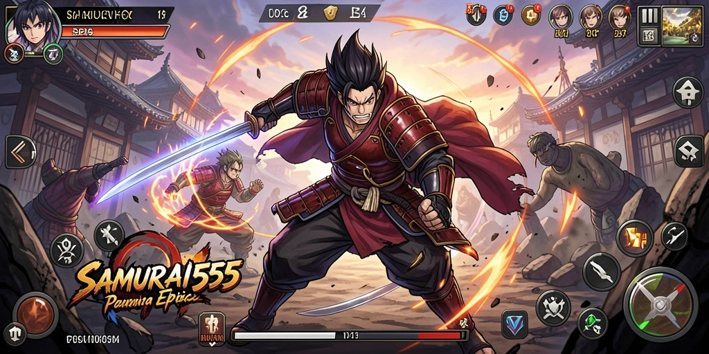 Tampilan gameplay SAMURAI555 yang menegangkan dan penuh aksi.