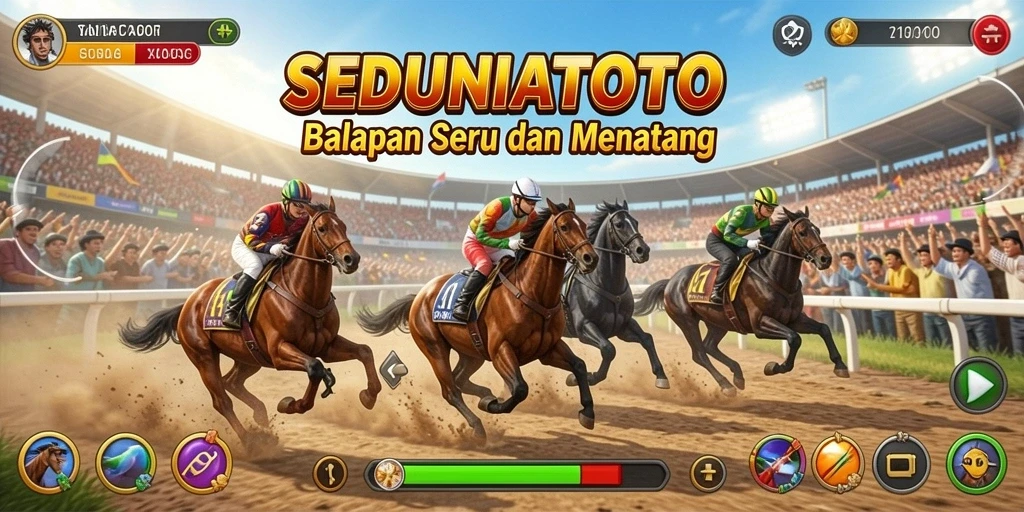 Gameplay balapan yang intens dan penuh aksi di SEDUNIATOTO.